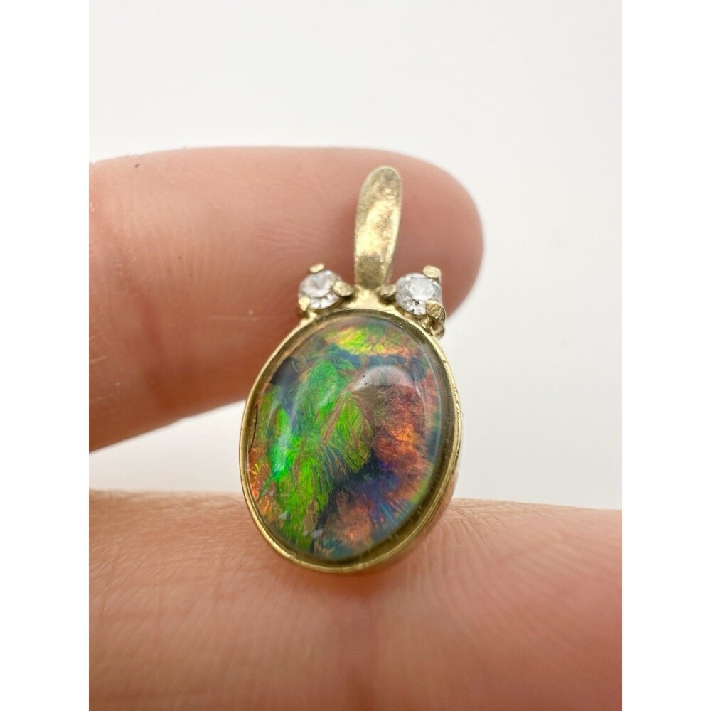 Vintage Gold Over Sterling Natural Opal Pendant